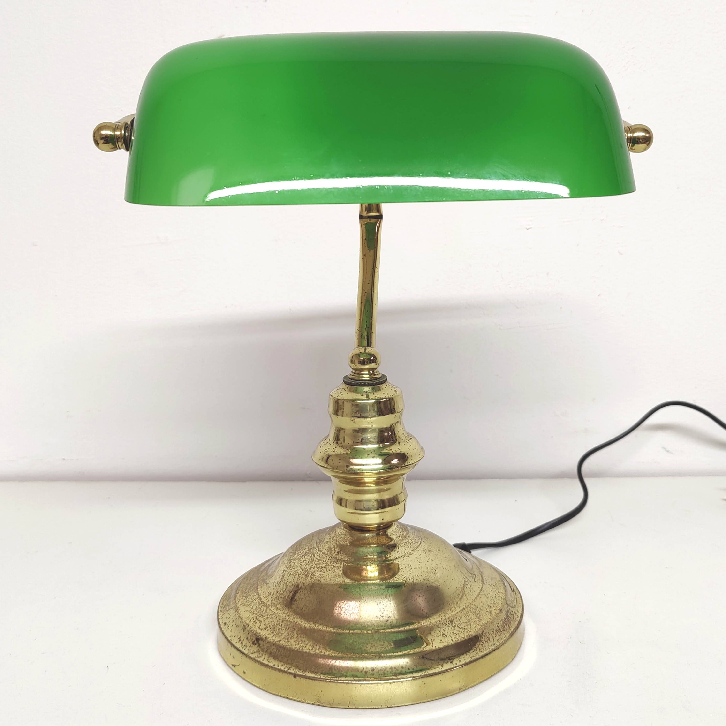 Banker lamp notary golden opaline green