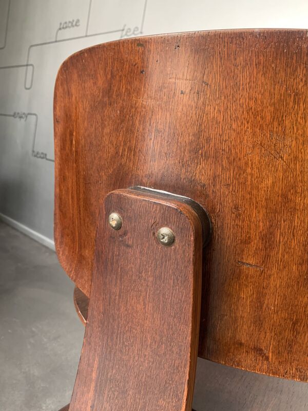 Chaise DCW Charles & Ray Eames pour Evans Plywood 1945, étiquette originale