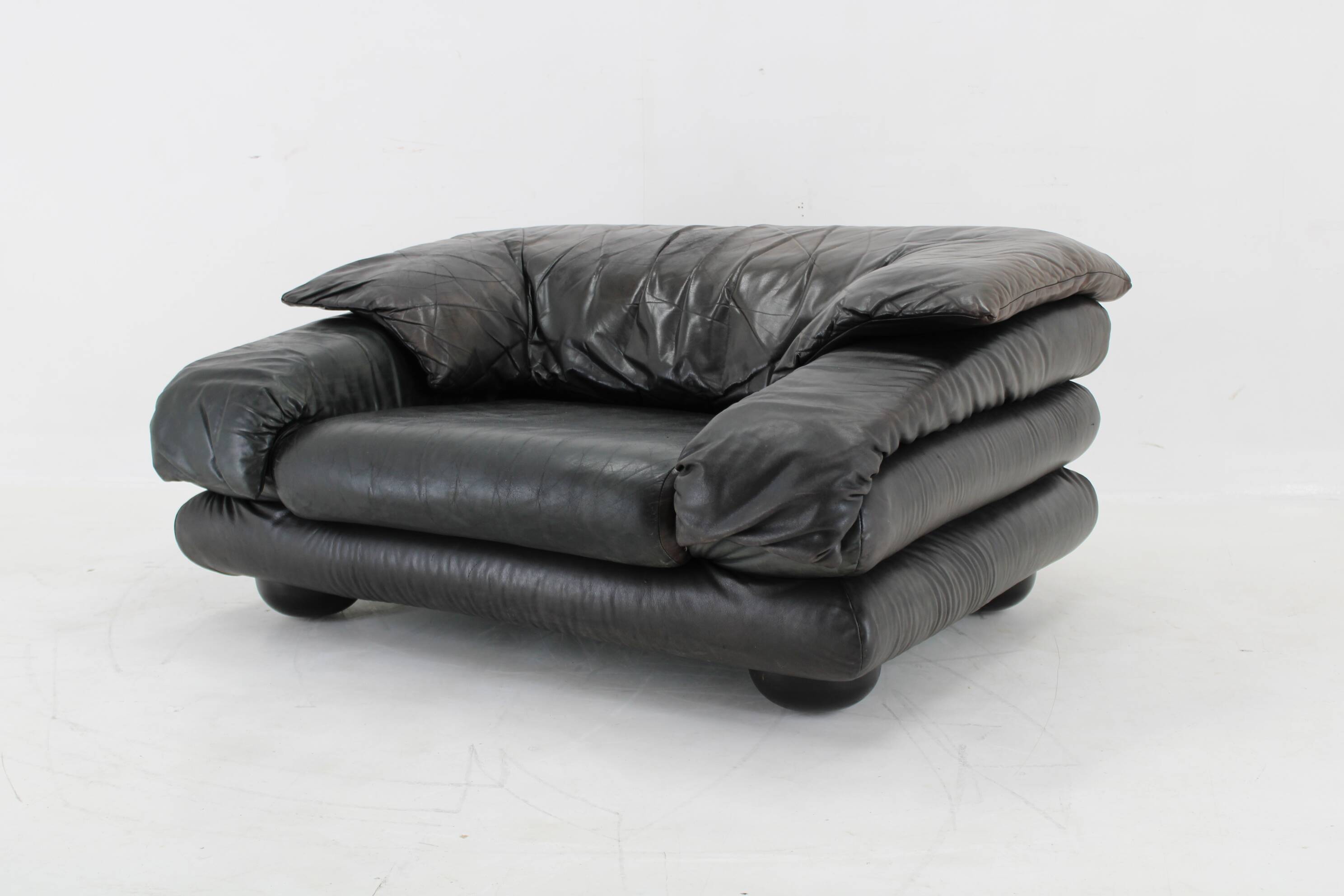 1970s Wiener Werkstätte Brutalist Letaher Adjustable Armchair