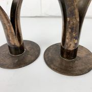 Pair of Lily brass candle holders, Ystad Metall, Sweden, design Ivar Ålenius Björk