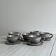 Handmade stoneware coffee set, 6 cups, saucers and sugar bowl, natural tones