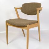 Set Of 6 Dining Chairs Model 42 Made In Oak With Brownish Wool Seat By Kai Kristiansen From 1960s
