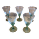 Série 5 verres à pied luminarc verre transparent & vert émeraude vinta