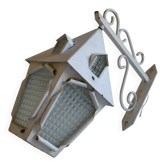 Lampe vintage 1950 applique murale lanterne en fer forgé et verre