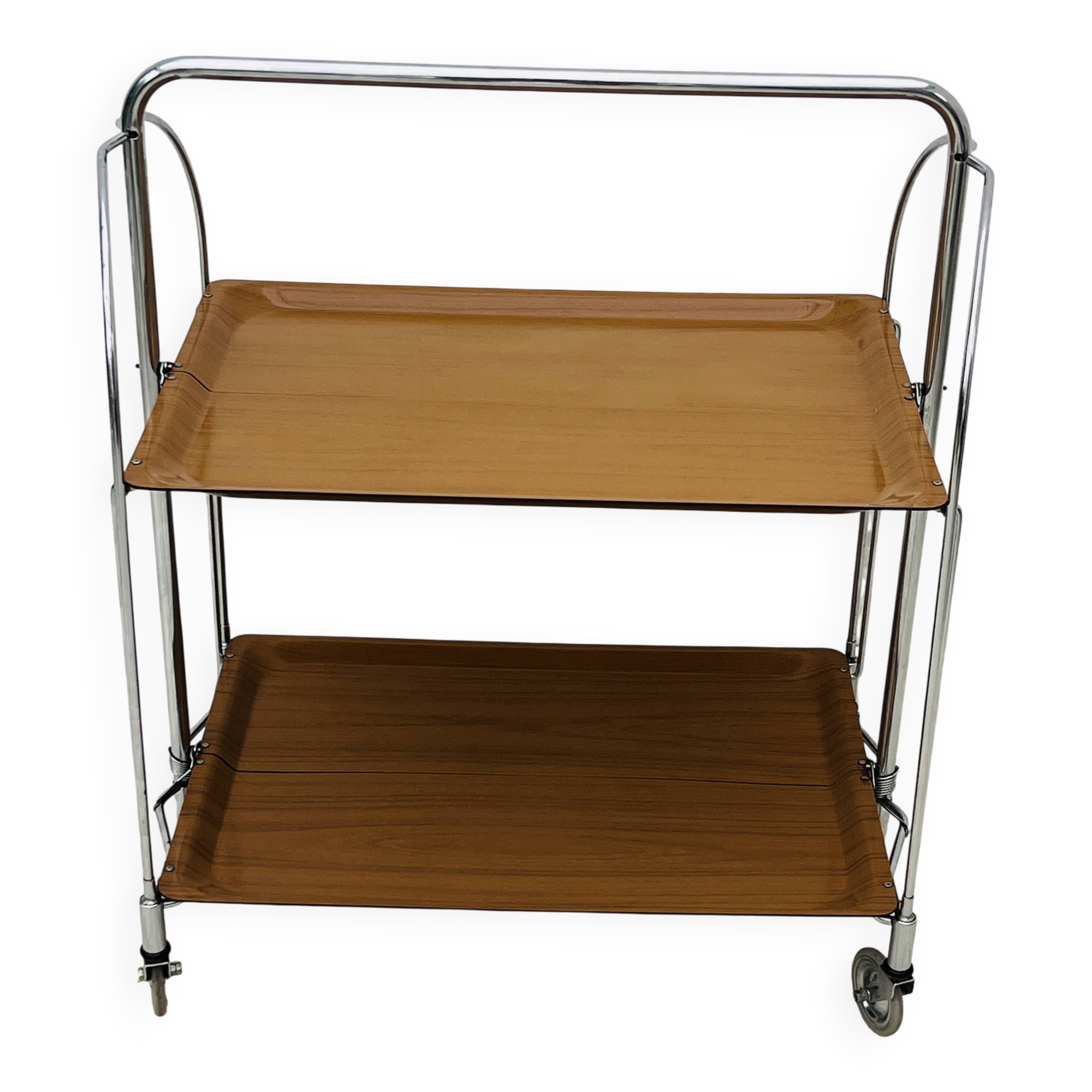 Folding table Bremshey Dinett in chrome and vintage wood