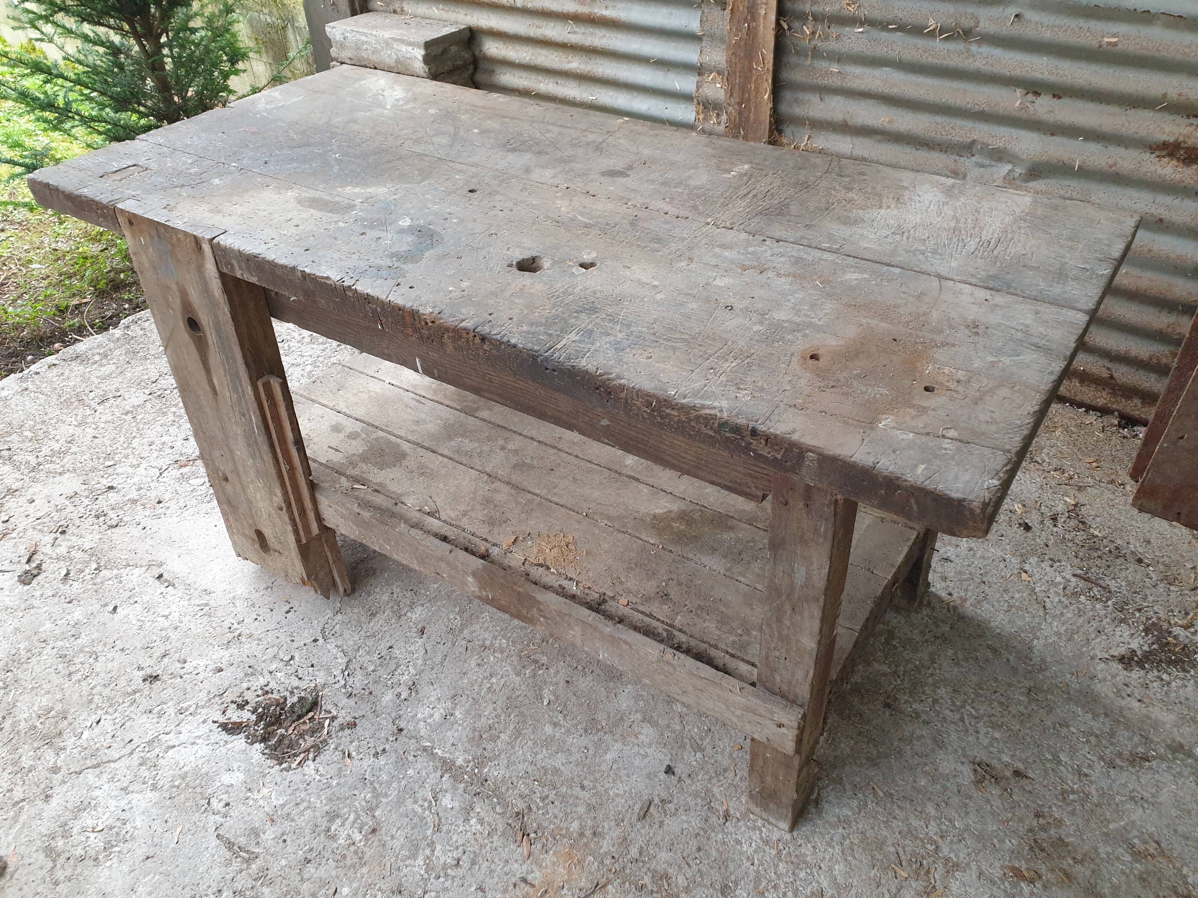 Mid-Century vintage carpenter's workbench