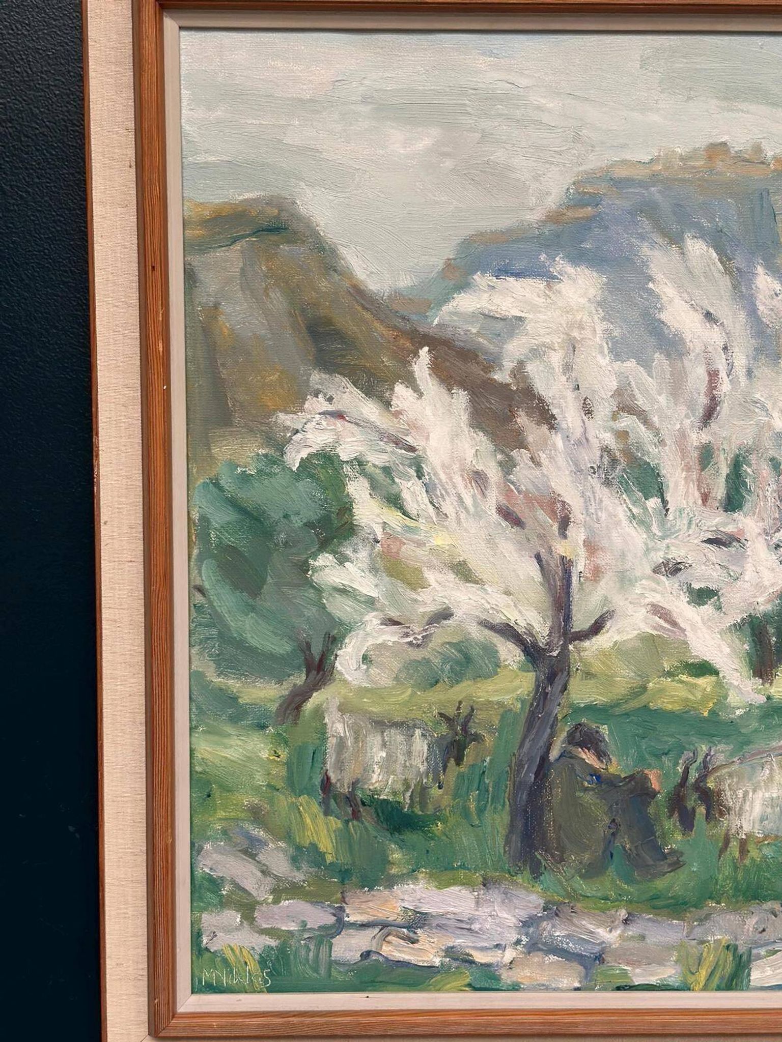 Original Swedish Oil On Canvas – “Shepherd” By May Nicklasson