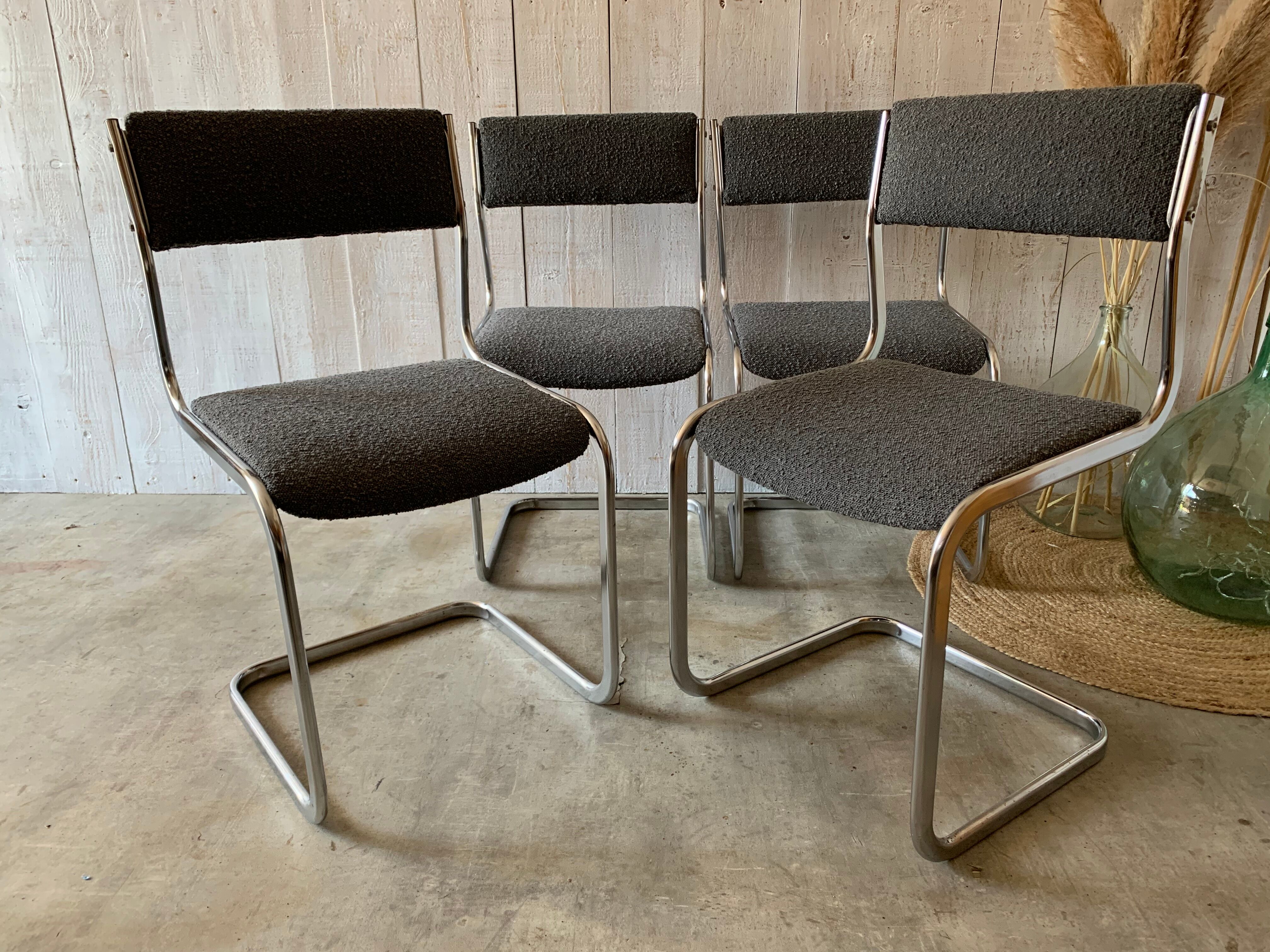 Series of 4 chrome chairs