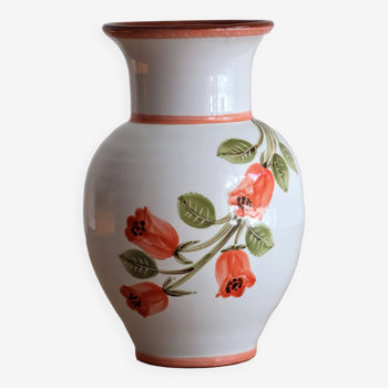 Vase à fleurs décor fleurs oranges numéroté