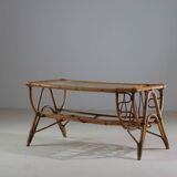 Vintage rattan coffee table, France 1960.