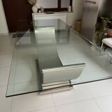 Table chromée Belgo en acier brossé