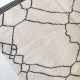 Moroccan Berber carpet M'rirt ecru with black graphic patterns 312x208cm