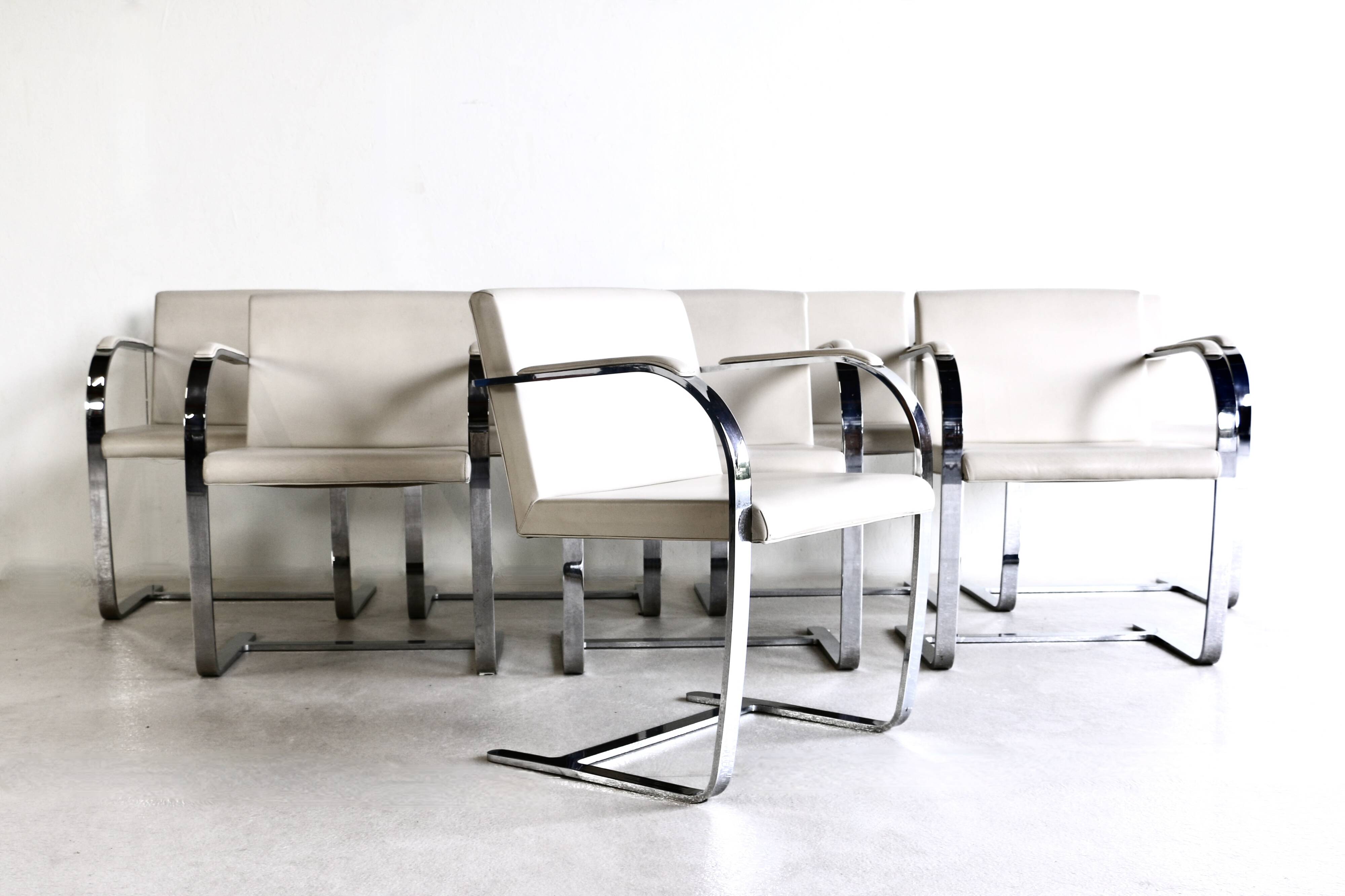 A set of eight BRNO chairs by Mies Van Der Rohe, 1980s.