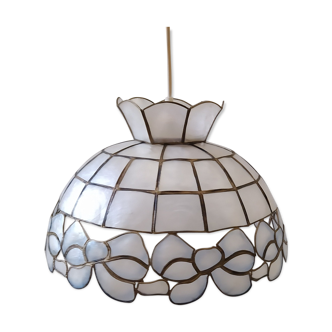 Mother-of-pearl and brass lamp