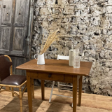 Rectangular wooden farmhouse table or rustic desk with antique drawer