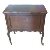 Oak rolling bar cabinet