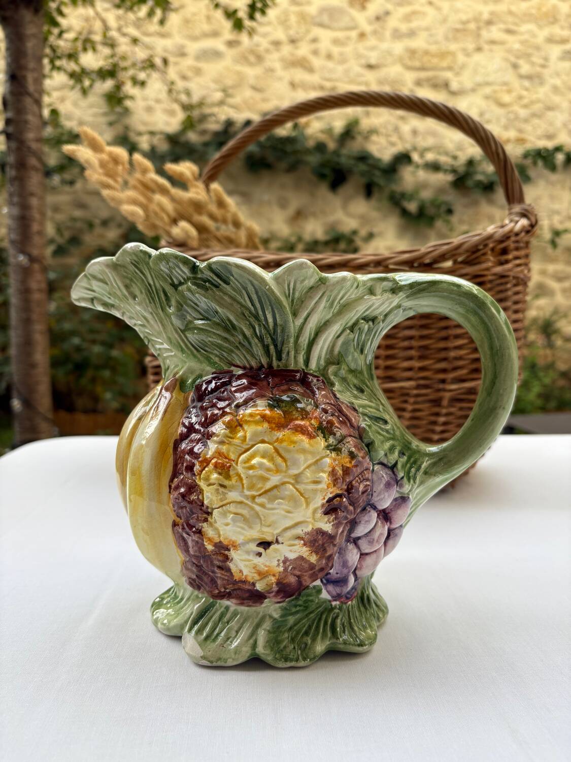 Majolica Italy slip pitcher