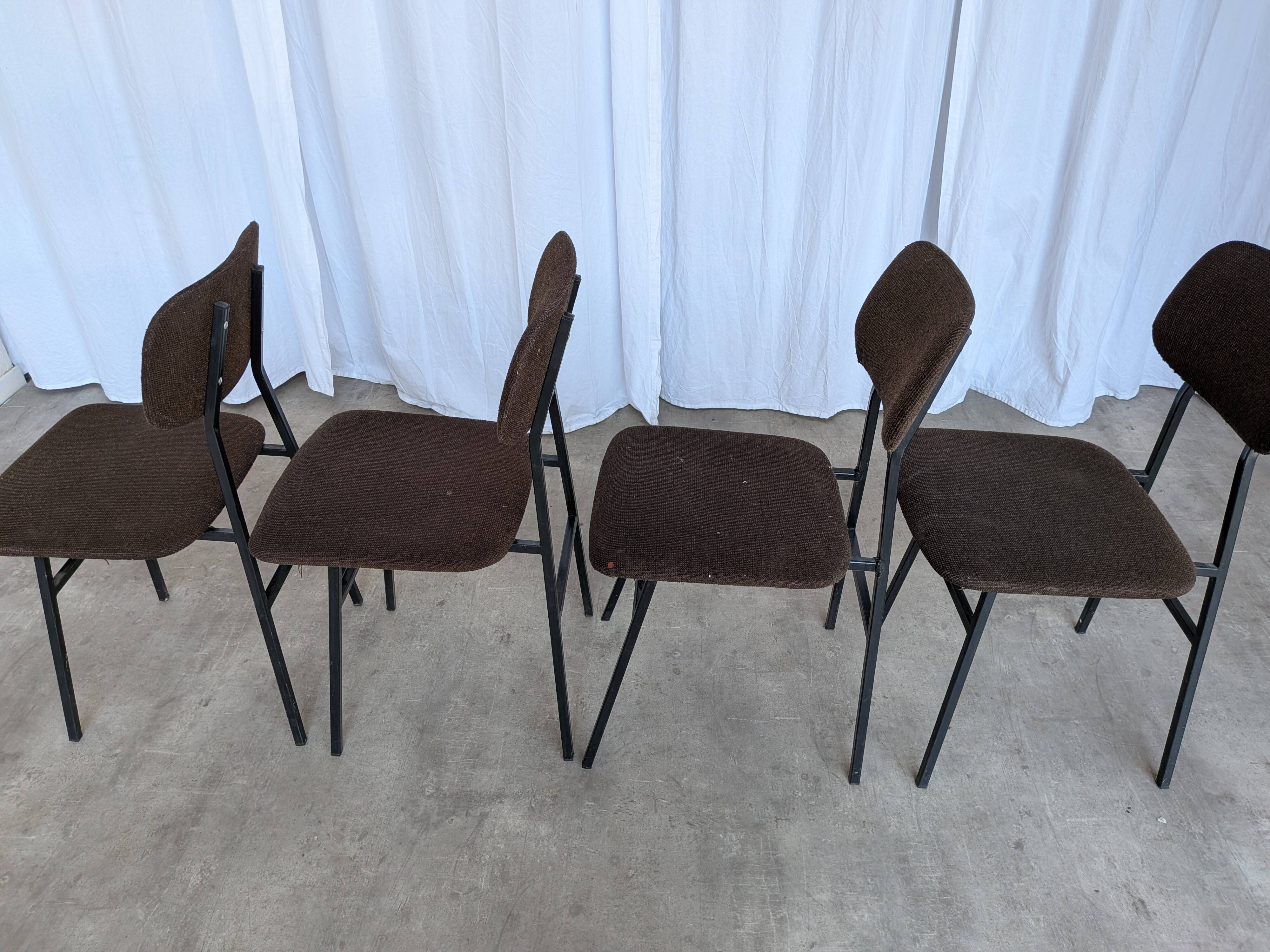 Chaises de salle à manger STOL Kamnik vintage (ensemble de 4) : tissu marron rétro des années 1970