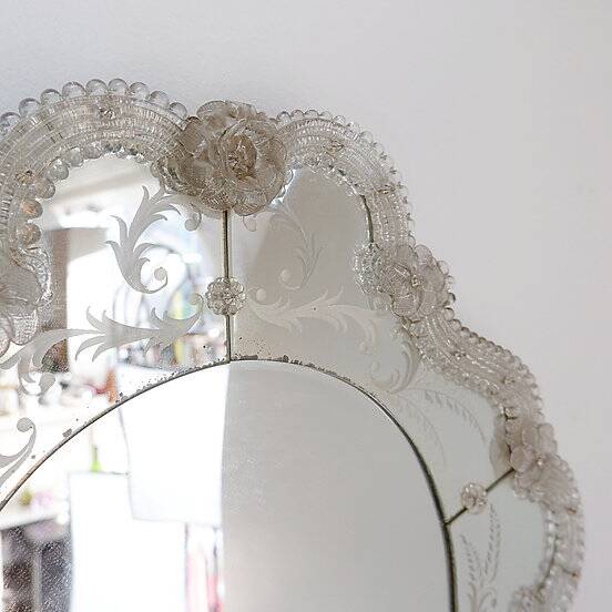Italian Venetian Murano Floral Wall Mirror