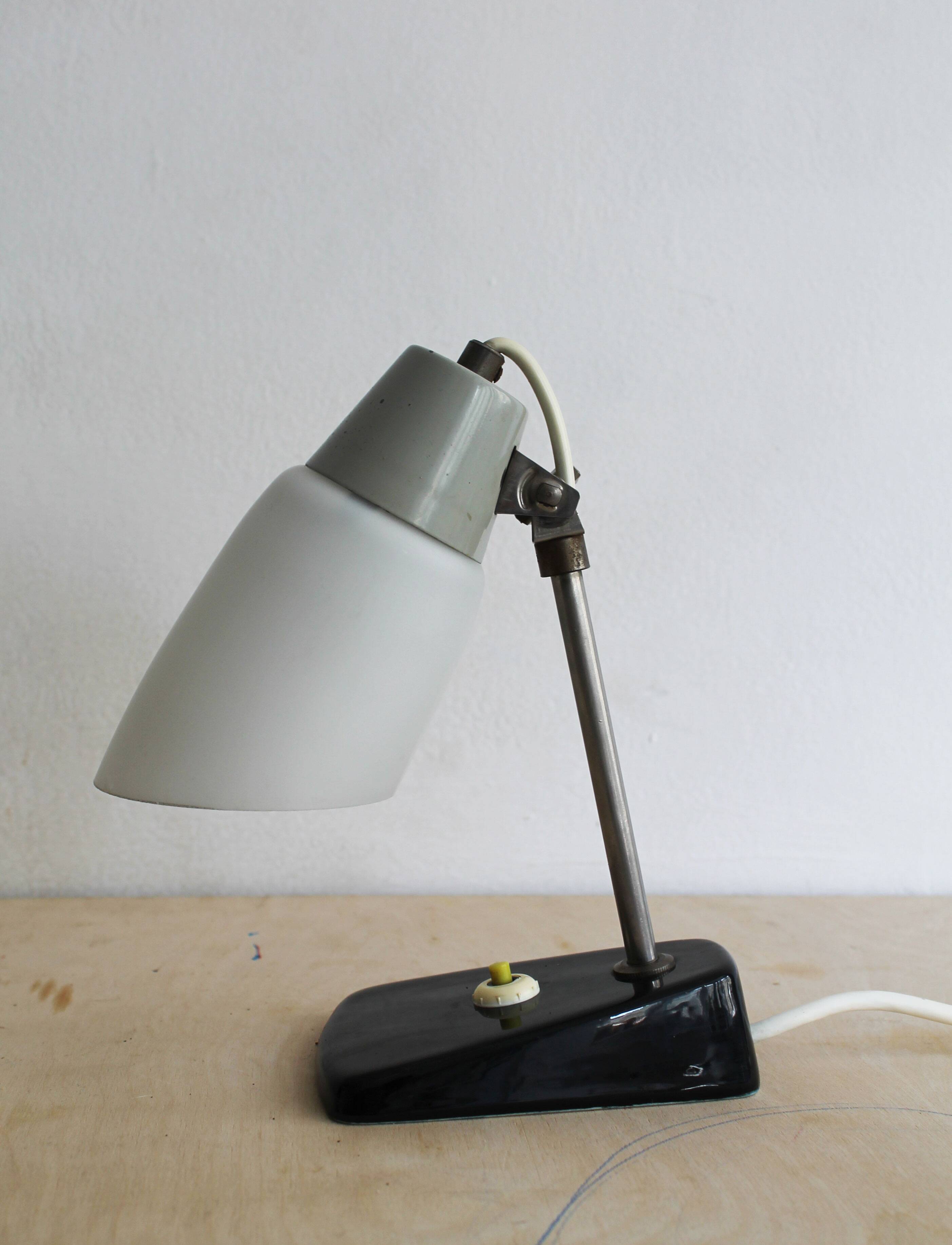 1950s Mid-Century Czech Table Lamp with Ceramic Base