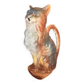 Zoomorphic pitcher in earthenware barbotine Saint-Clément – Cat – Model no. 9872 – Circa 1900 lovely rarity
