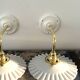 Set of two vintage white opaline wall lamps electrified to nine