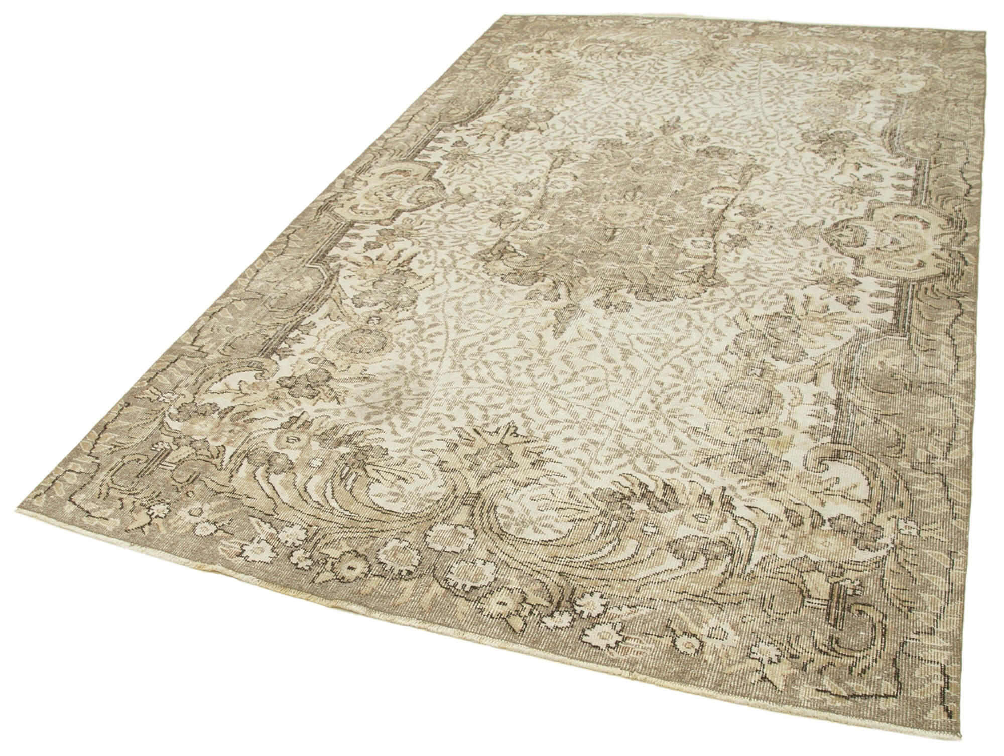 Handmade antique oriental beige rug 170 cm x 280 cm