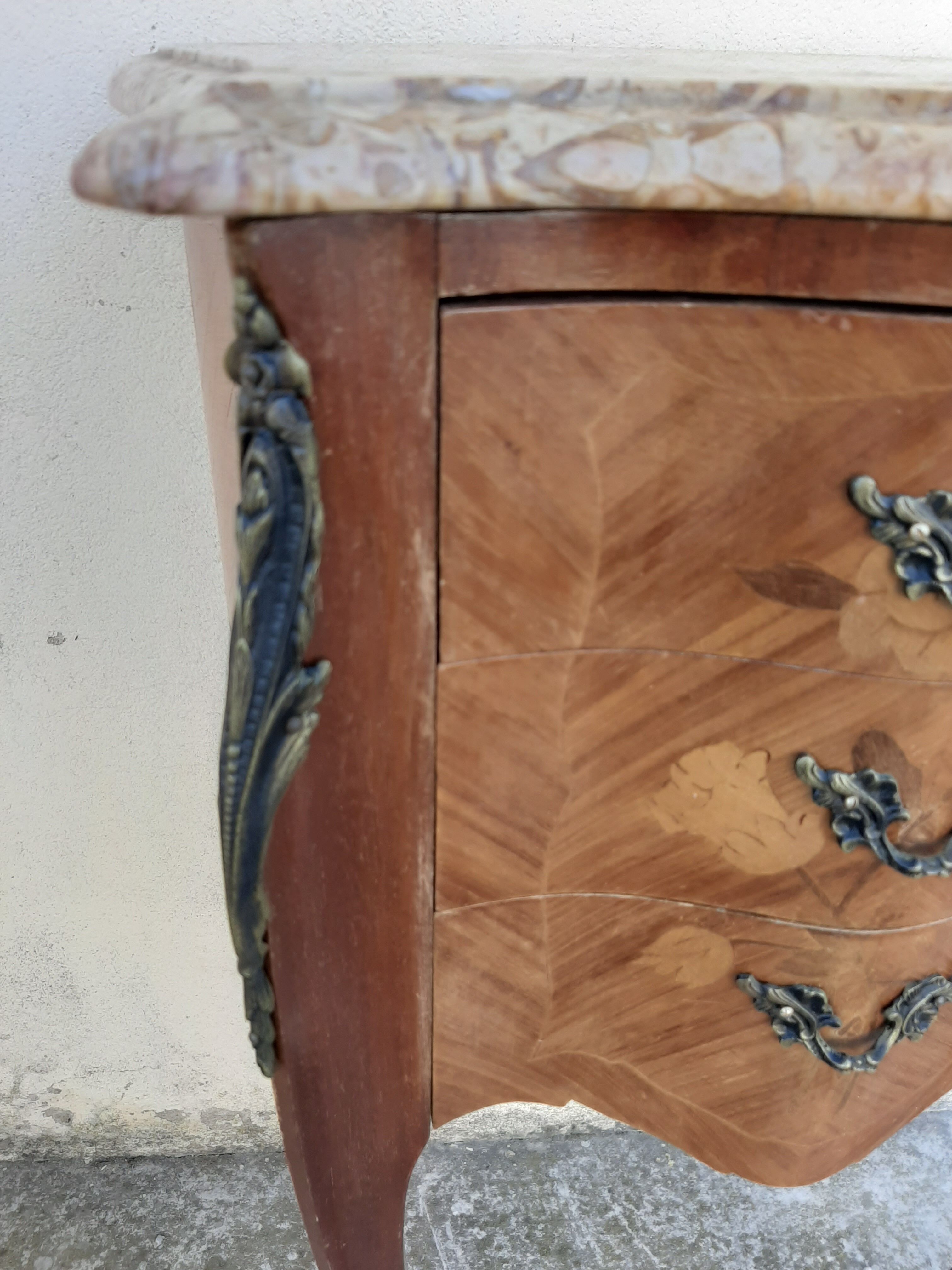 Louis XV Marquetry Style Bedside