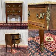 Late 19th-century Louis XV commode in oak, rosewood, and marble top