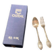 Fork and soup spoon in silver metal in their box from the brand "CERAVER OSTEAL"