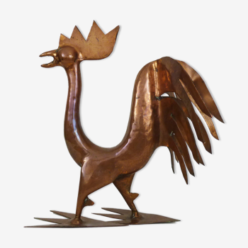 Brutalist copper rooster sculpture.  Year 50