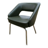 Vintage conference armchair in green skai Roset SNA