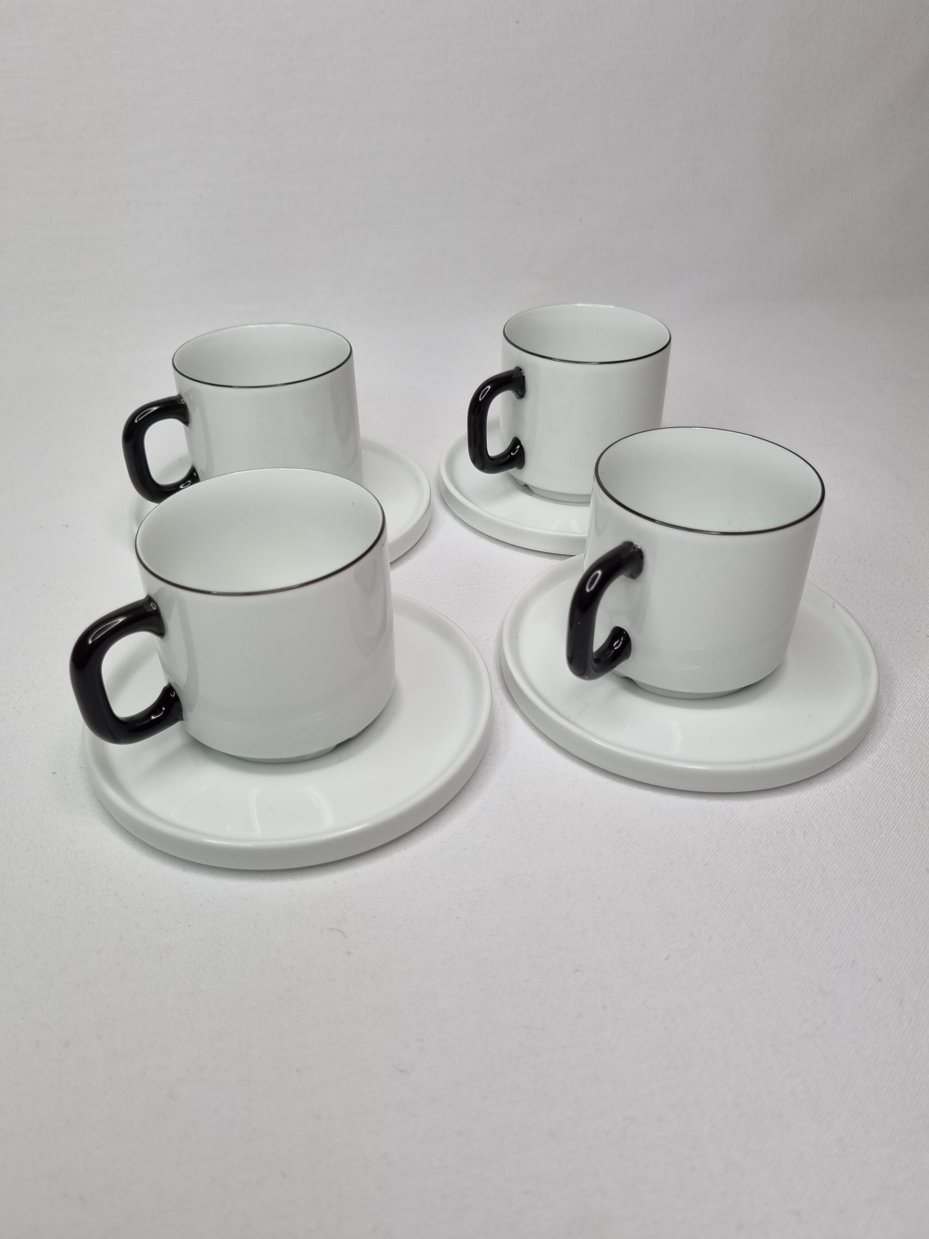 Set of four Friesland Germany porcelain coffee cups in Art Deco style