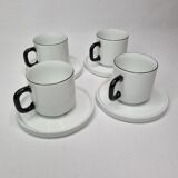 Set of four Friesland Germany porcelain coffee cups in Art Deco style