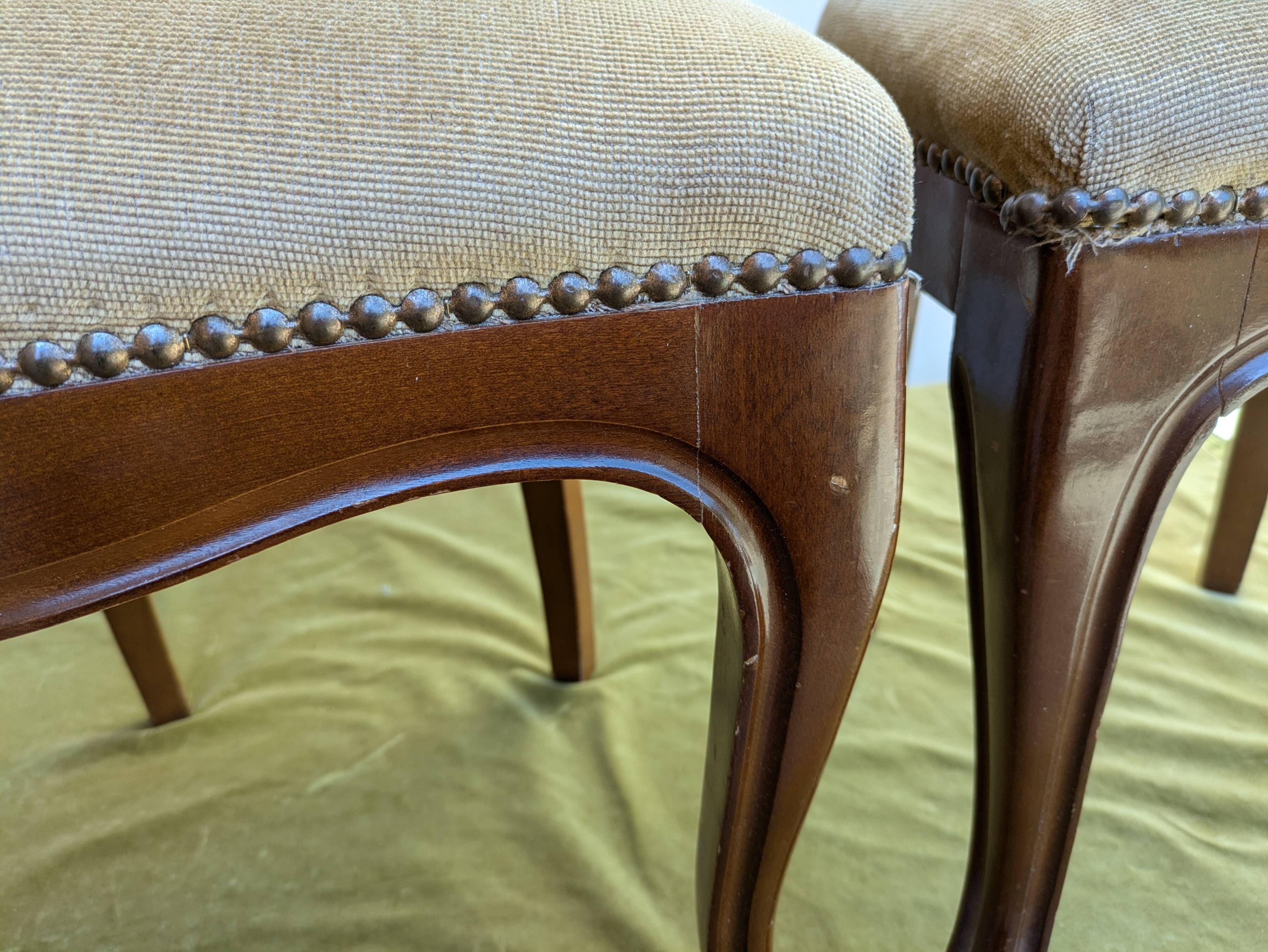 Set of 2 wooden and velvet chairs