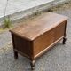 Vintage oak chest bank in dark wood, Louis XV style.