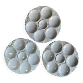 3 assiettes à huîtres Art Déco Digoin Sarreguemines