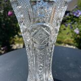 Large engraved and cut crystal vase
