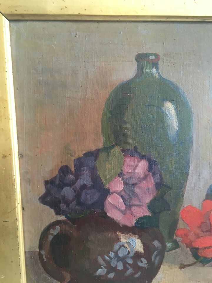 Signed still life oil painting