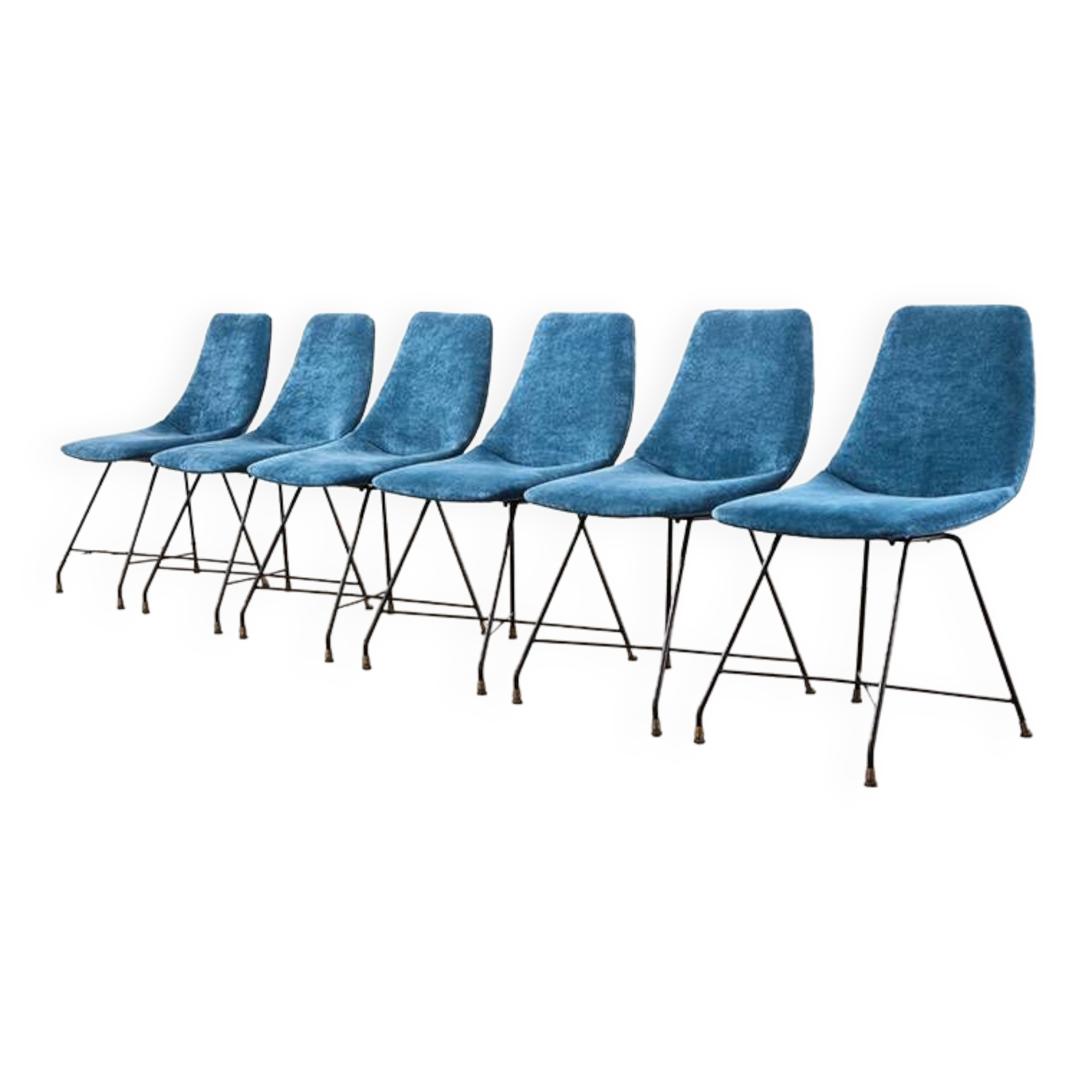 Augusto Bozzi Set of 6 Aster Dining Chairs for Saporiti Italy 1950s