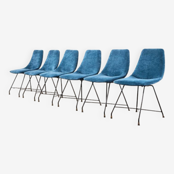 Lot de 6 chaises de salle à manger Aster Augusto Bozzi pour Saporiti Italie 1950