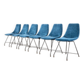 Lot de 6 chaises de salle à manger Aster Augusto Bozzi pour Saporiti Italie 1950