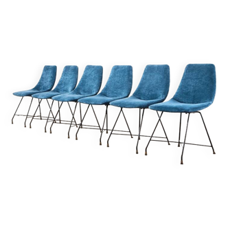 Lot de 6 chaises de salle à manger Aster Augusto Bozzi pour Saporiti Italie 1950