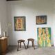Pair of Le Selou tripod shepherd's stools