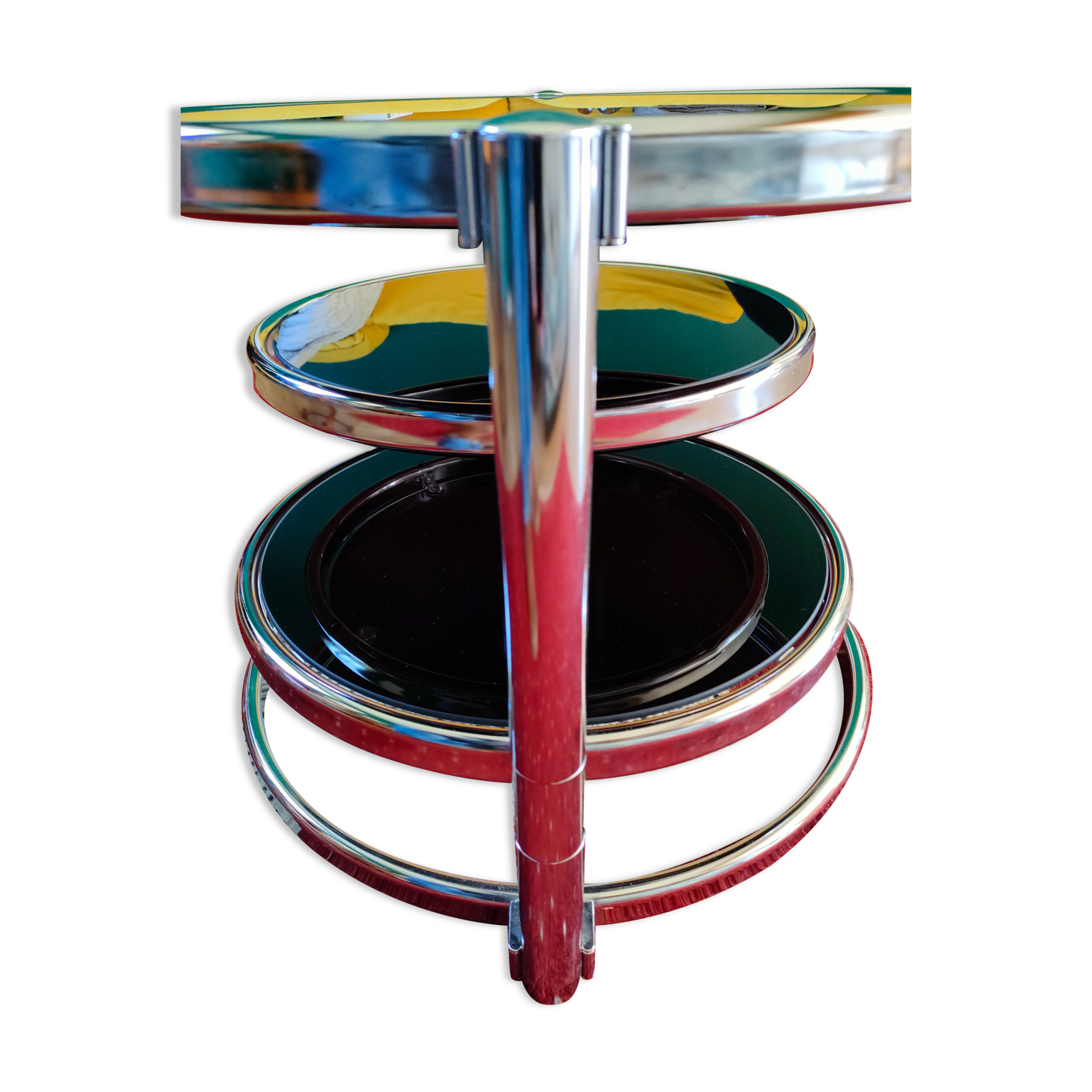 Round coffee table glass and chrome