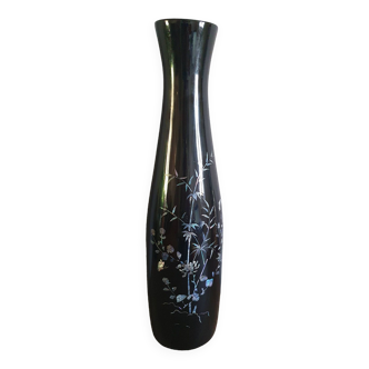 large lacquered and mother-of-pearl wood vase