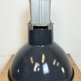Industrial french dark blue enamel pendant lamp from mazda, 1960s