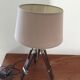 Lampe de marine tripode bois et métal argent
