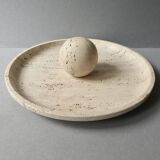 Large cup and its sphere, in travertine, 1970s