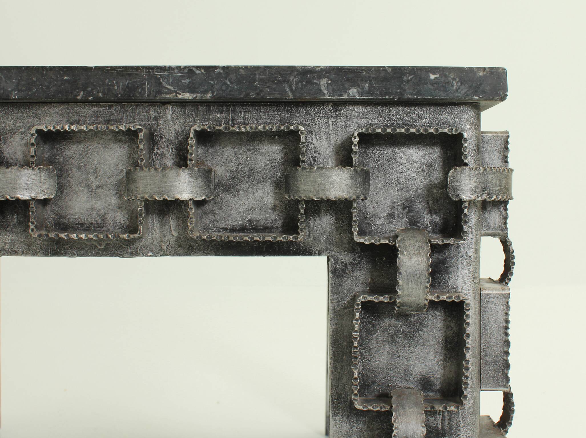 Brutalist coffee table with marble top, Spain, 1960s